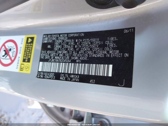 44382128 :رقم المزاد ، JTJBC1BA7B2045064 vin ، 2011 Lexus Rx 450h مزاد بيع