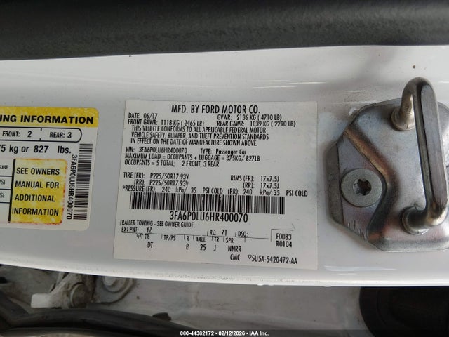 2017 FORD FUSION HYBRID 3FA6P0LU6HR400070 Photo 8