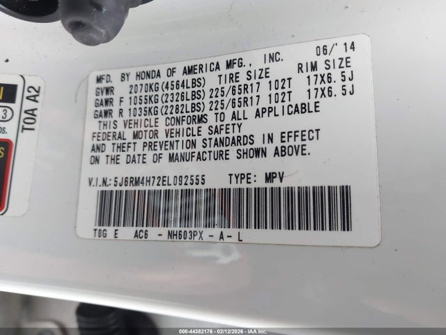 Honda Cr-v Ex-l 2014 5J6RM4H72EL092555 Image 9