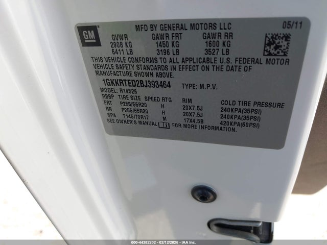 Продаж на аукціоні авто 2011 Gmc Acadia Denali, vin: 1GKKRTED2BJ393464, номер лоту: 44382202