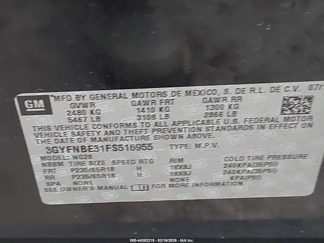 Продажа на аукционе авто 2015 Cadillac Srx Luxury Collection, vin: 3GYFNBE31FS516955, номер лота: 44382219