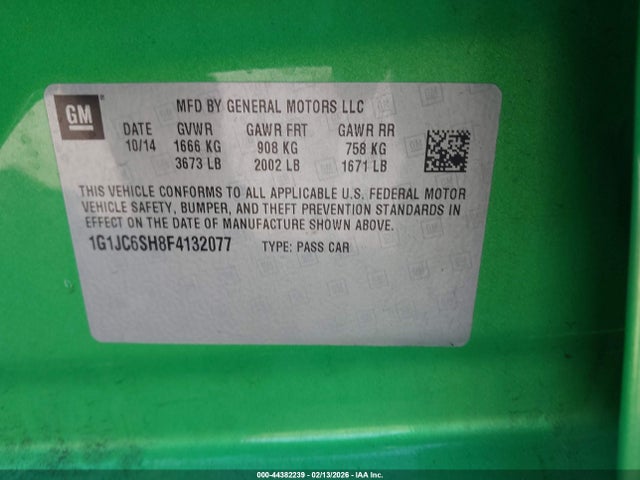 1G1JC6SH8F4132077 Chevrolet Sonic Lt Auto