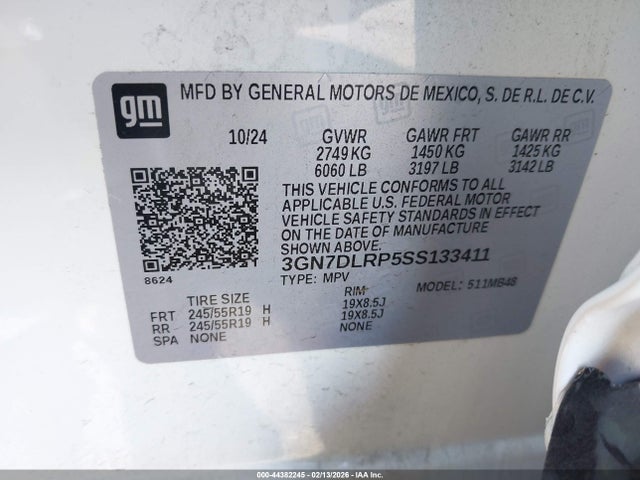 3GN7DLRP5SS133411 Chevrolet Equinox Ev Lt