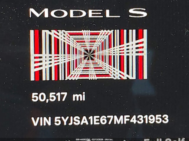 44382280 :رقم المزاد ، 5YJSA1E67MF431953 vin ، 2021 Tesla Model S Plaid Tri Motor All-wheel Drive مزاد بيع