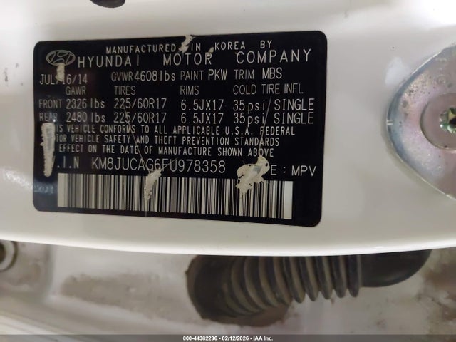 KM8JUCAG6FU978358 Hyundai TUCSON SE