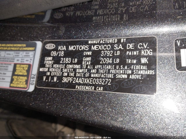 3KPF24ADXKE033272 KIA Forte Lxs