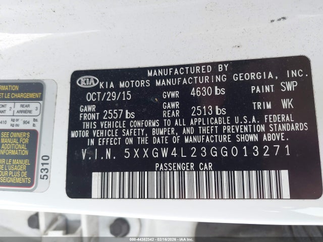 5XXGW4L23GG013271 KIA Optima Sx Turbo