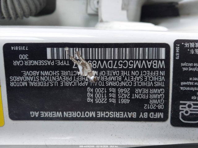 Продаж на аукціоні авто 2013 Bmw X1 Xdrive35i, vin: WBAVM5C57DVV89147, номер лоту: 44382355