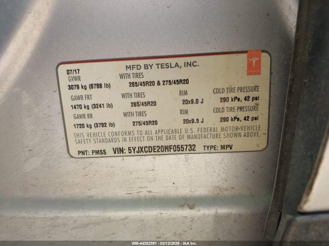 5YJXCDE20HF055732 Tesla Model X 100d/75d/90d