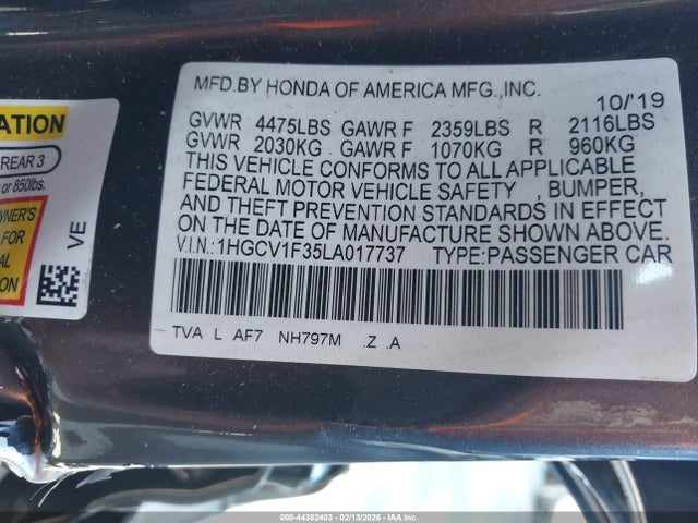 1HGCV1F35LA017737 Honda Accord Sport