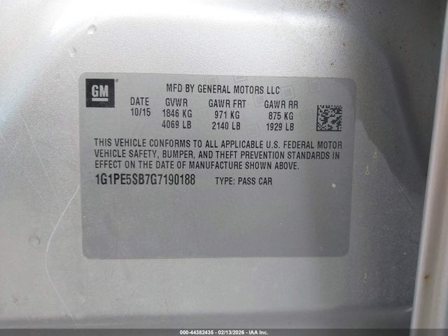 1G1PE5SB7G7190188 Chevrolet Cruze Limited 1lt Auto