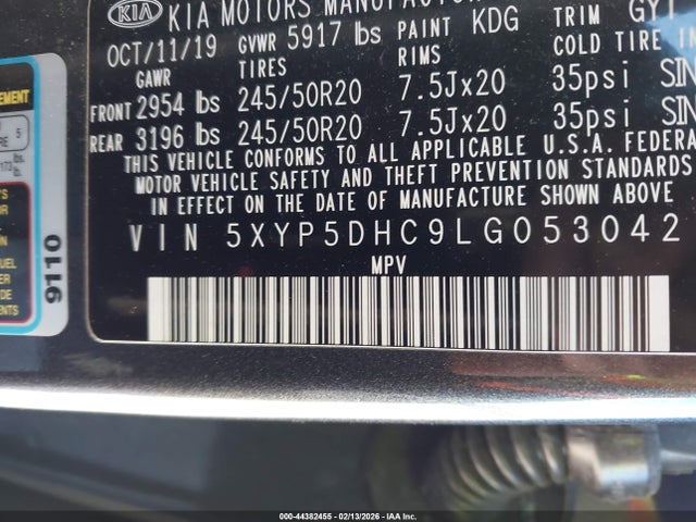 Продаж на аукціоні авто 2020 Kia Telluride Sx, vin: 5XYP5DHC9LG053042, номер лоту: 44382455