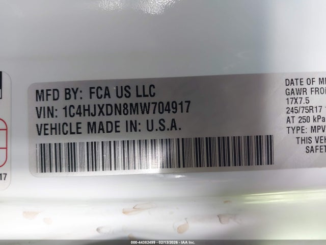 2021 JEEP WRANGLER UNLIMITED 1C4HJXDN8MW704917 Photo 8