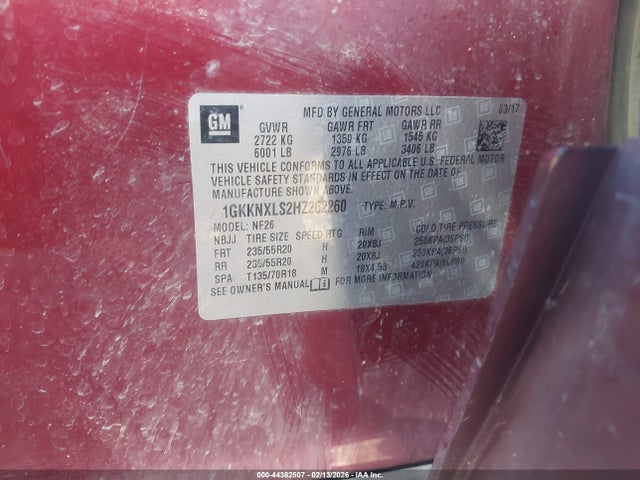 Aukcja sprzedaży 2017 Gmc Acadia Denali, vin: 1GKKNXLS2HZ262260, numer aukcji: 44382507