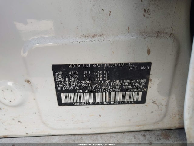 Aukcja sprzedaży 2017 Subaru Legacy 2.5i Premium, vin: 4S3BNAC66H3037306, numer aukcji: 44382521