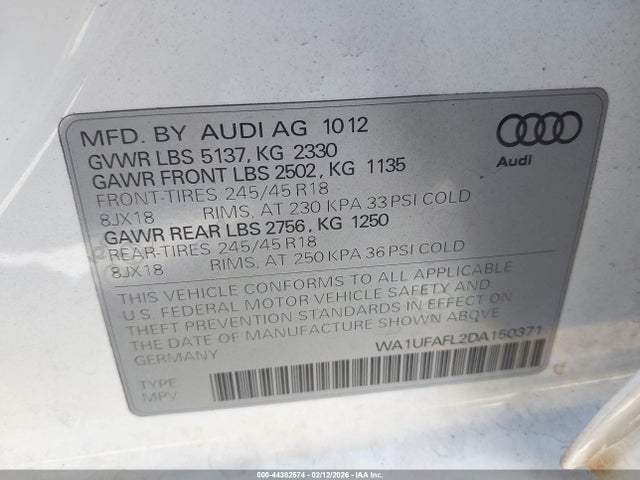 2013 AUDI ALLROAD WA1UFAFL2DA150371 Photo 8