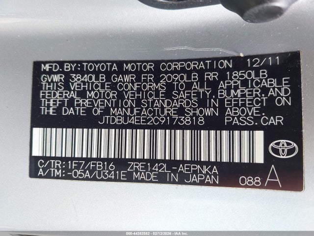 2012 TOYOTA COROLLA JTDBU4EE2C9173818 Photo 8