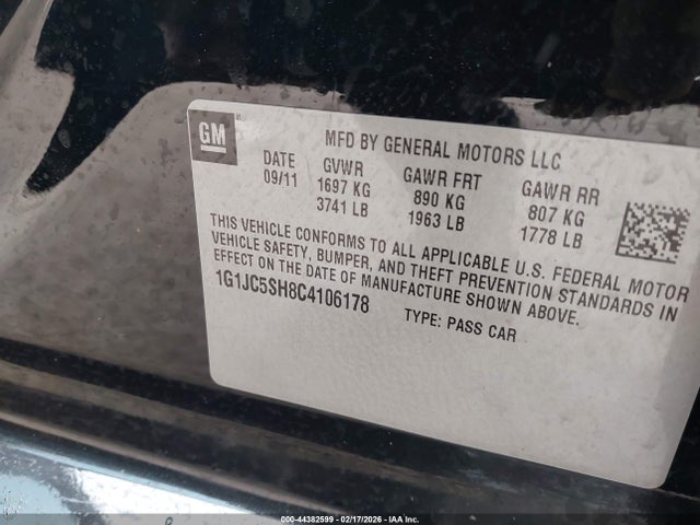 2012 CHEVROLET SONIC 1G1JC5SH8C4106178 Photo 8