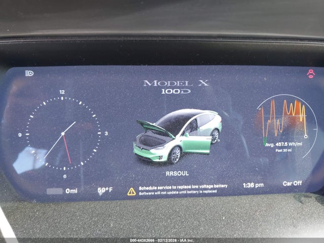 2018 Tesla Model X 100d/75d/p100d მანქანა იყიდება აუქციონზე, vin: 5YJXCBE22JF139707, აუქციონის ნომერი: 44382666