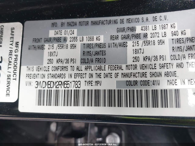 Продажа на аукционе авто 2024 Mazda Cx-30 2.5 S Premium Package, vin: 3MVDMBDM2RM651783, номер лота: 44382724