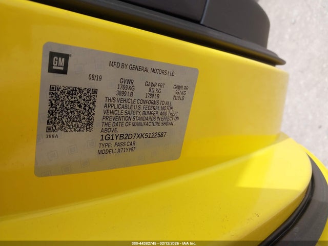 2019 CHEVROLET CORVETTE 1G1YB2D7XK5122587 Photo 8