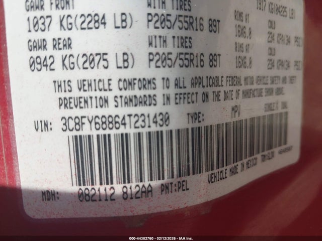 44382760 :رقم المزاد ، 3C8FY68864T231430 vin ، 2004 Chrysler Pt Cruiser Limited مزاد بيع
