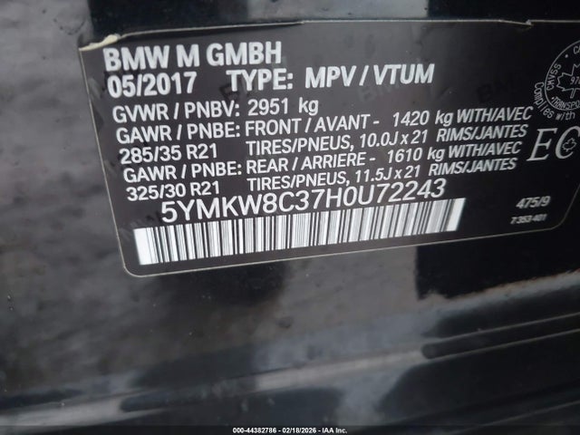 2017 BMW X6 M 5YMKW8C37H0U72243 Photo 8