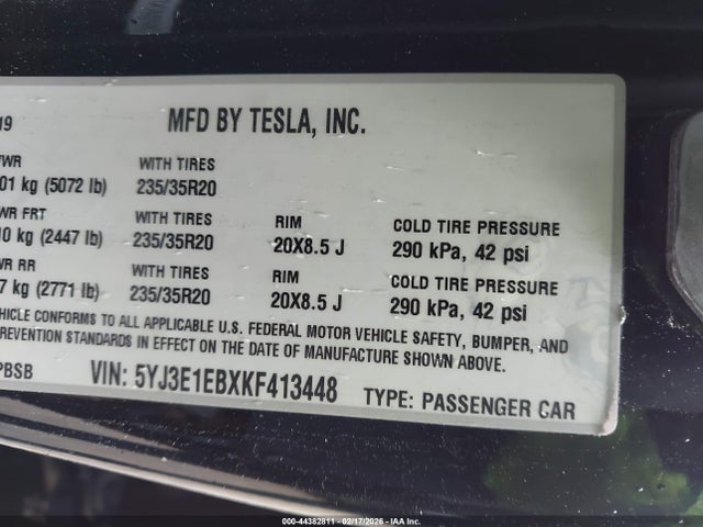 2019 TESLA MODEL 3 5YJ3E1EBXKF413448 Photo 8