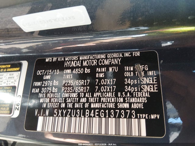 5XYZU3LB4EG137373 Hyundai Santa Fe Sport 2.4l