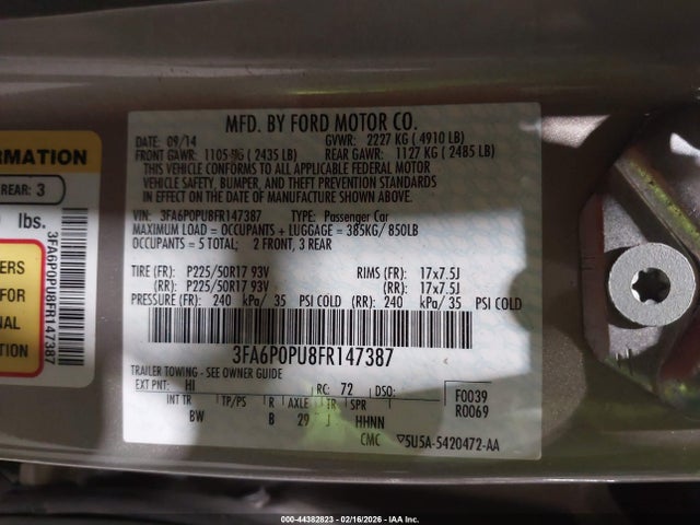 3FA6P0PU8FR147387 Ford Fusion Energi Se Luxury