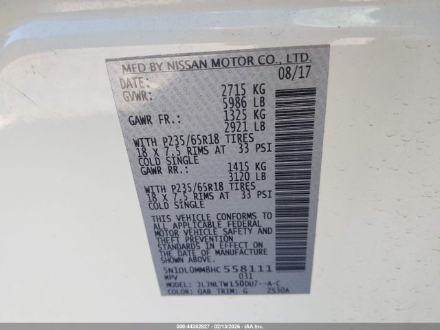 5N1DL0MM8HC558111 Infiniti QX60