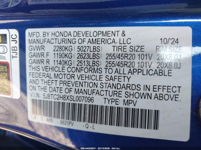 Aukcja sprzedaży 2025 Acura Rdx A-spec Advance Package, vin: 5J8TC2H8XSL007096, numer aukcji: 44382831