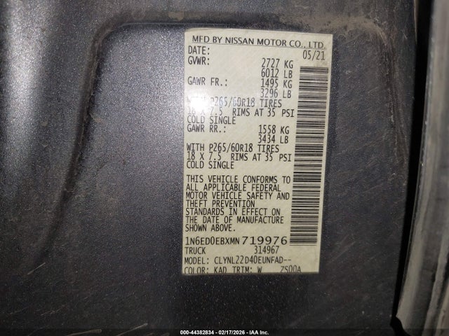 Nissan Frontier Sv 4x4 2021 1N6ED0EBXMN719976 Image 9