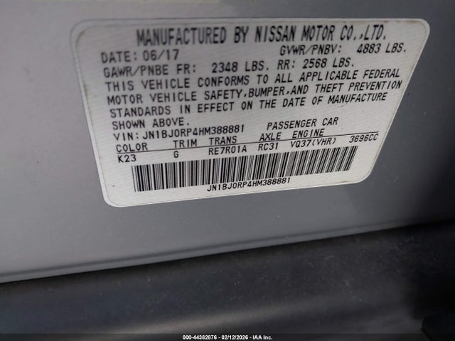 Aukcja sprzedaży 2017 Infiniti Qx50, vin: JN1BJ0RP4HM388881, numer aukcji: 44382876