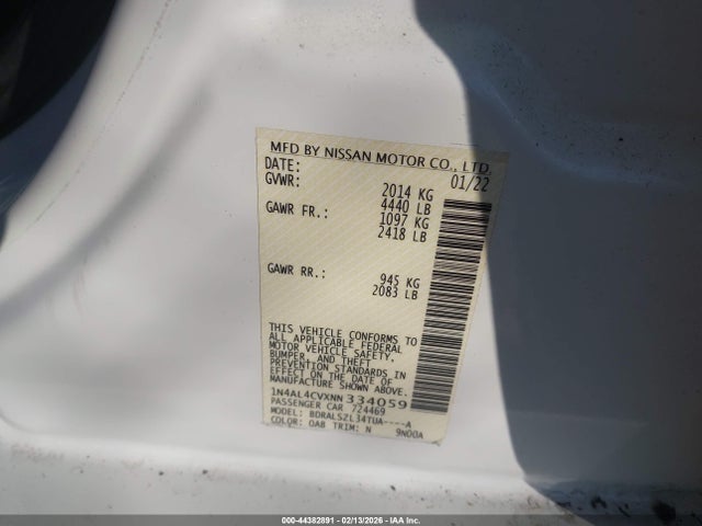 2022 NISSAN ALTIMA 1N4AL4CVXNN334059 Photo 8