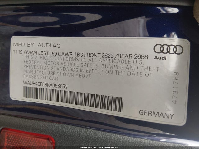 2019 AUDI S5 WAUB4CF58KA096052 Photo 8