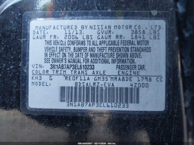 Nissan SENTRA SR 2014 3N1AB7AP3EL610233 Image 9