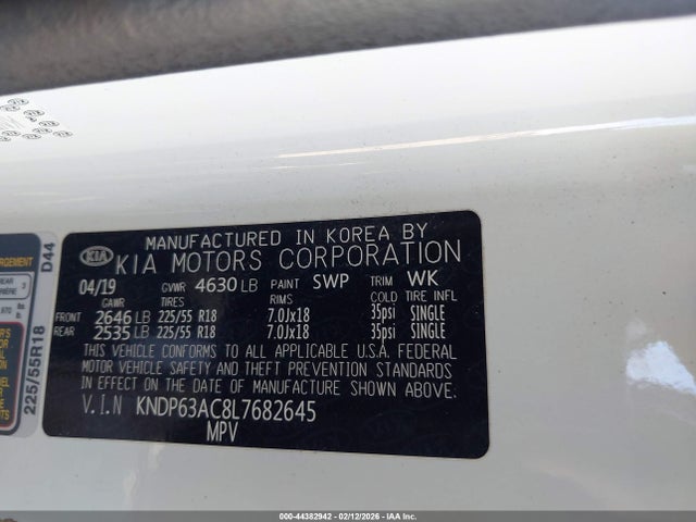 Aukcja sprzedaży 2020 Kia Sportage S, vin: KNDP63AC8L7682645, numer aukcji: 44382942
