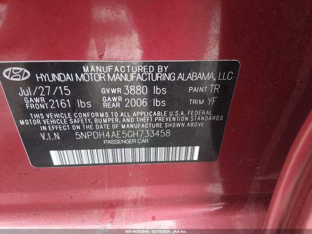 Hyundai Elantra Value Edition 2016 5NPDH4AE5GH733458 Image 9