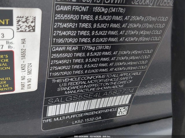 Land Rover Range Rover Supercharged 2020 SALGS5SE4LA582724 Image 9