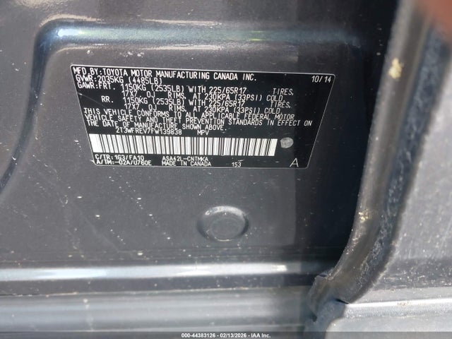 2T3WFREV7FW139838 Toyota Rav4 Xle