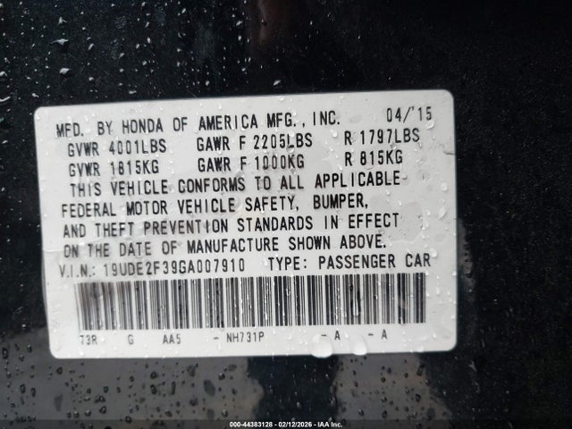 Acura Ilx 2.4l/acurawatch Plus Package 2016 19UDE2F39GA007910 Image 9