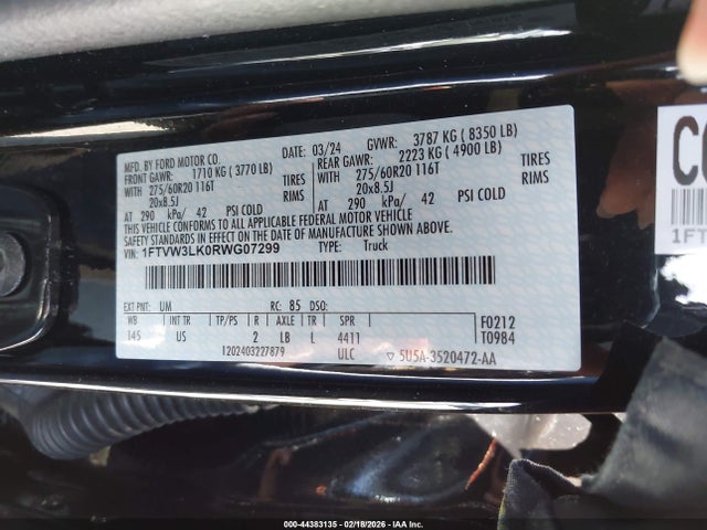 2024 FORD F-150 LIGHTNING 1FTVW3LK0RWG07299 Photo 8