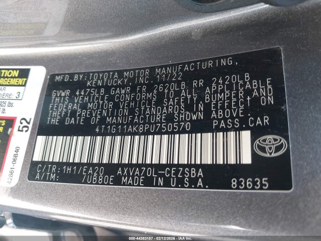 4T1G11AK8PU750570 Toyota CAMRY SE