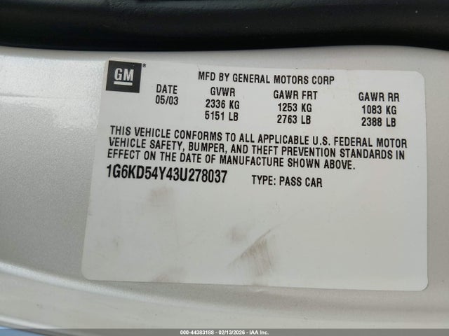 2003 CADILLAC DEVILLE 1G6KD54Y43U278037 Photo 8