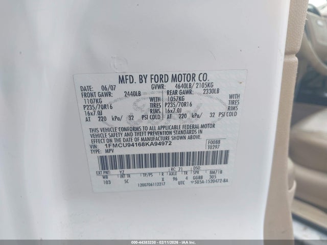 2008 FORD ESCAPE 1FMCU94168KA94972 Photo 8