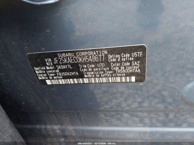 Subaru Forester Premium 2019 JF2SKAEC0KH548677 Image 9