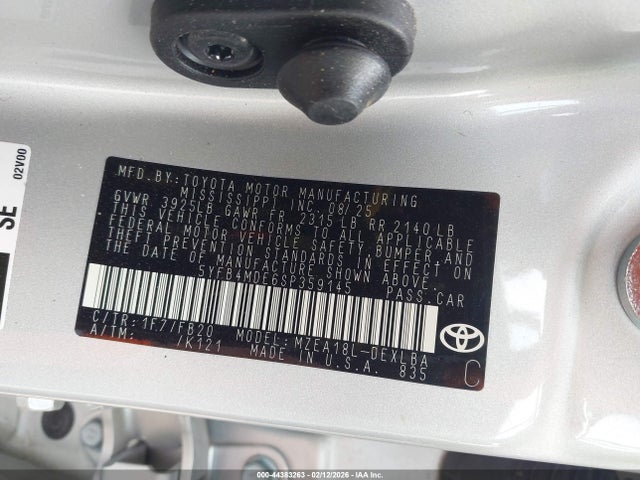 5YFB4MDE6SP359145 Toyota COROLLA LE