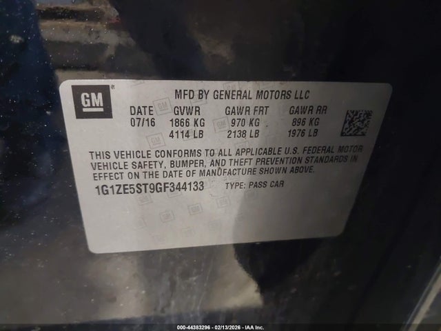 1G1ZE5ST9GF344133 Chevrolet MALIBU 1LT