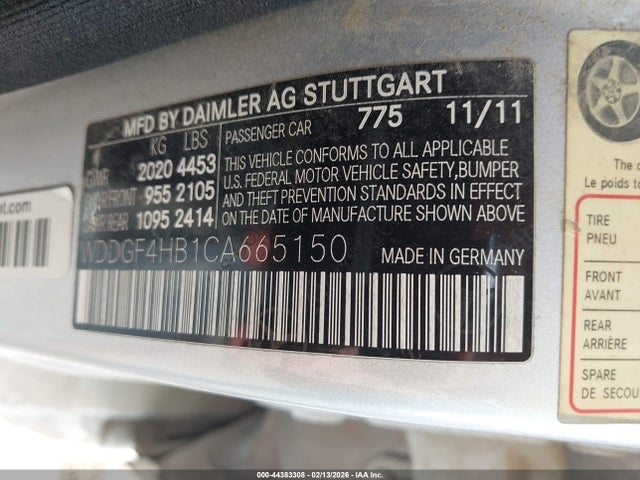 Продажа на аукционе авто 2012 Mercedes-benz C 250 Sport, vin: WDDGF4HB1CA665150, номер лота: 44383308